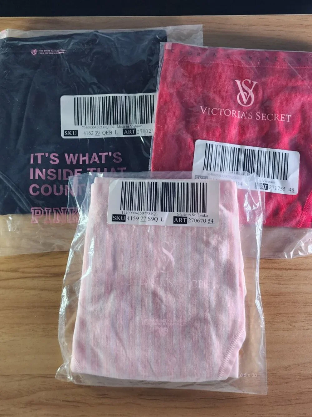 Lot of 3 Pink & Victoria's Secret Panties, Size L